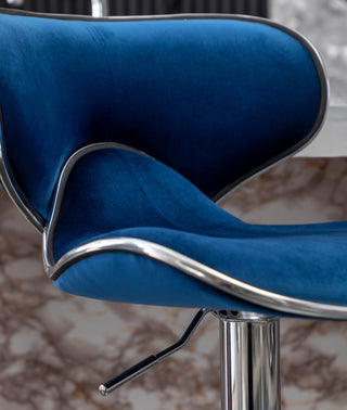 Sunvega Green Velvet Upholstered Adjustable Swivel Barstool with Footrest, Set of 2
