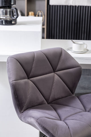 Sunvega Velvet Diamond Tufted Swivel Adjustable Height Barstool Set of 2 Gray