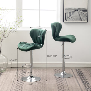 Sunvega Gray Upholstered Adjustable Swivel Barstools with Bucket Seat in Set of 2