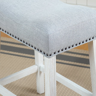 Sunvega Gray Upholstered Backless Saddle Seat Counter Stools Set of 2