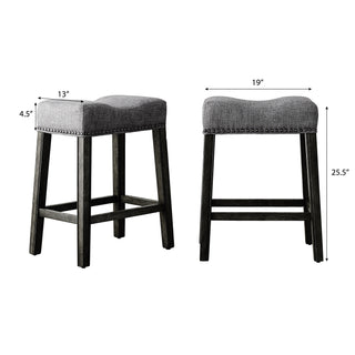 Sunvega Gray Upholstered Backless Saddle Seat Counter Stools Set of 2