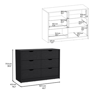 Sunvega Black Dresser with 4 Large Drawers and 2 Bottom Cabinets for Storage