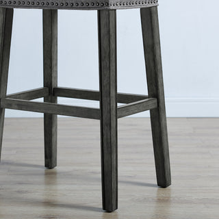 Sunvega Gray Upholstered Backless Saddle Seat Bar Stools Set of 2 29" Height