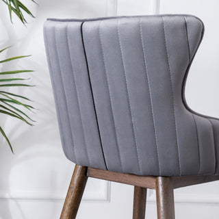 Sunvega Mid-Century Inspired Blue Velvet Upholstered Counter Height Wingback Stools