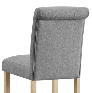 Sunvega Gray Counter Height Button Tufted Back Solid Wood Stools Set of 2