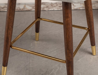 Sunvega Mid-Century Modern Faux Leather Tufted Counter Stool Set with Nailhead Trim