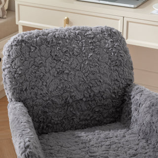 Sunvega Plush Faux Alpaca Fabric Double Cushion Wide 26.4 Inch Office Chair