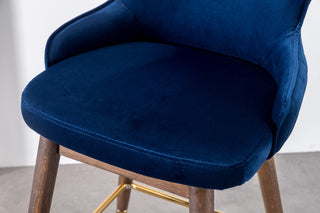 Sunvega Mid-Century Inspired Blue Velvet Upholstered Counter Height Wingback Stools