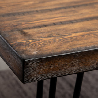 Sunvega Industrial Hairpin Metal Dining Table in Rustic Dark Pine for Living Room