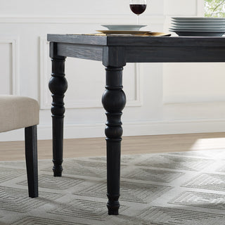 Sunvega Solid Rubberwood Traditional Style Dining Table with Wood Grain Top