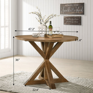 Sunvega Cross-Buck Base Cottage Oak Counter Height Dining Table for Four