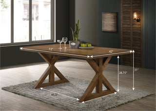 Sunvega Modern Farmhouse Wood Trestle Dining Table in Brushed Driftwood Finish