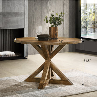 Sunvega Cross-Buck Base Cottage Oak Dining Table Made of Durable Hardwood