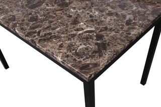 Sunvega Casual Black Metal Dining Table with Laminated Faux Marble Top