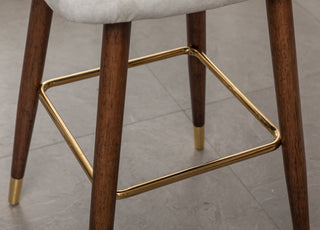 Sunvega Mid-Century Modern Tufted Nailhead Trim Barstool Set of 2 in Off-White