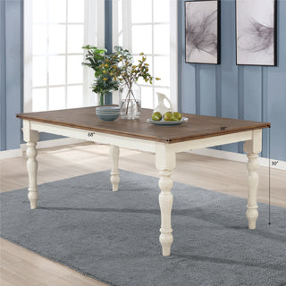 Sunvega Antique White and Distressed Oak Finish Rectangular Wood Dining Table