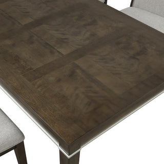 Sunvega Contemporary Gray Wood Dining Table with Elegant Trim for Six