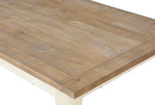 Sunvega Antique White and Distressed Oak Finish Rectangular Wood Dining Table