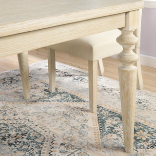 Sunvega Urban Style Wired White Finish Turned Leg Wood Dining Table