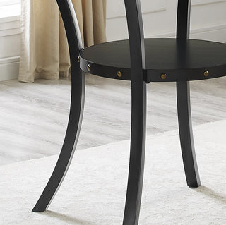 Sunvega Espresso Wood Counter Height Round Dining Table with Nailhead Accent and Shelf