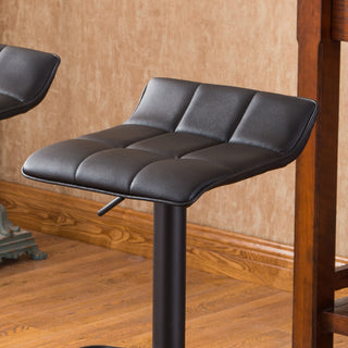 Sunvega Adjustable Swivel Bar Stool Set with Black Bonded Leather Seat