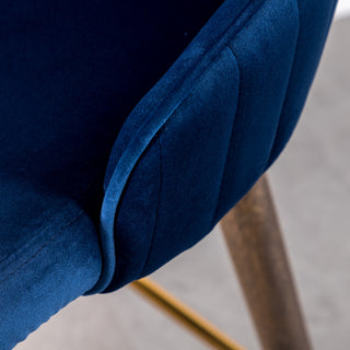 Sunvega Mid-Century Inspired Blue Velvet Upholstered Counter Height Wingback Stools