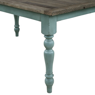 Sunvega Powder Coat Weathered Brown and Antique Blue Finish Rectangular Dining Table