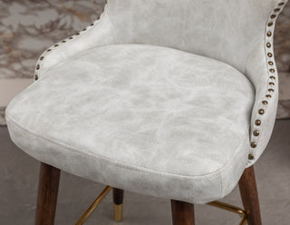 Sunvega Mid-Century Modern Faux Leather Tufted Counter Stool Set with Nailhead Trim