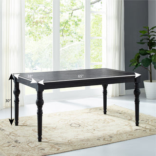 Sunvega Solid Rubberwood Traditional Style Dining Table with Wood Grain Top