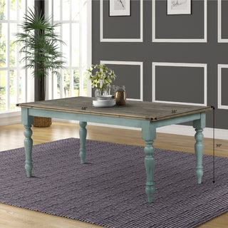 Sunvega Powder Coat Weathered Brown and Antique Blue Finish Rectangular Dining Table