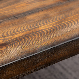 Sunvega Industrial Hairpin Metal Dining Table in Rustic Dark Pine for Living Room