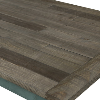 Sunvega Powder Coat Weathered Brown and Antique Blue Finish Rectangular Dining Table