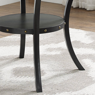 Sunvega Espresso Wood Round Dining Table with Brass Nail-heads and Metal Legs