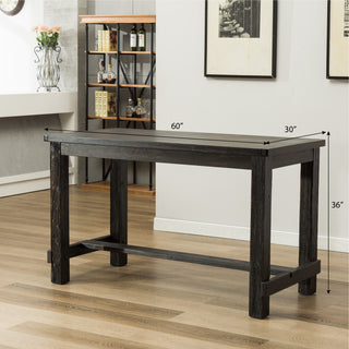 Sunvega Antique Wood Finished Counter Height Dining Set with Table and Six Brown Chairs