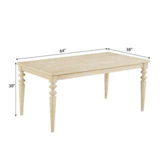 Sunvega Urban Style Wired White Finish Turned Leg Wood Dining Table