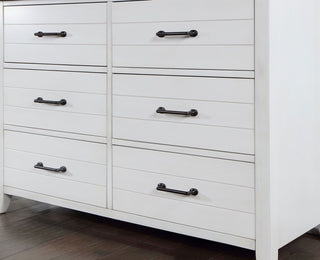 Sunvega Transitional Style Distressed White Plank Design 2-Drawer Nightstand with USB