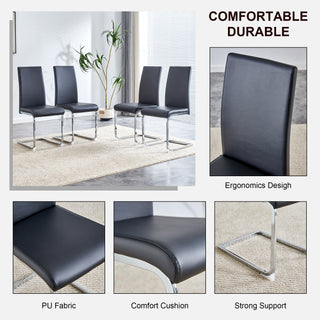 Sunvega Modern PU Faux Leather High Back Upholstered Dining Chairs for Kitchen Office
