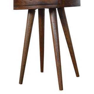 Sunvega Nordic Chestnut Circular Nightstand with 1-Drawer and Clean Lines