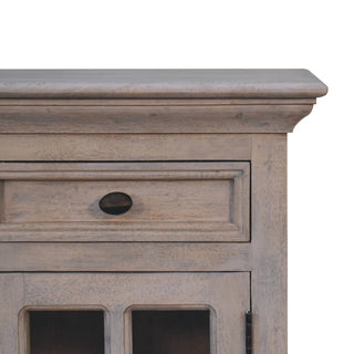 Sunvega Glazed Stone Bedside Table with Drawer and Storage in Acid Wash White