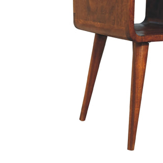 Sunvega Solid Wood Mini Chestnut Curve Lower Bedside with 1 Drawer and Open Slot