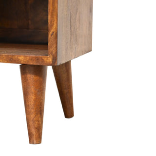 Sunvega Chestnut Finish Nordic Style Legs Brass Plated Drawer Nightstand