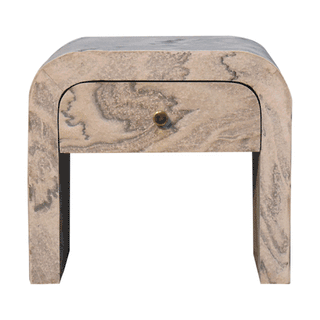 Sunvega Timeless Elegance 1-Drawer Marble Nightstand for Bedroom