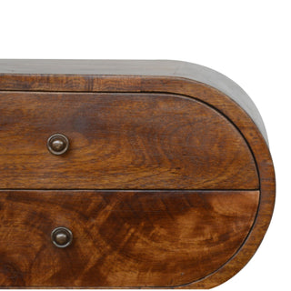 Sunvega Timeless Elegance Solid Wood Chestnut Circular Nightstand with 2-Drawers
