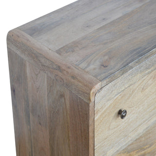 Sunvega Curved Oak-ish 3-Drawer Chest with Nordic Legs in Light Brown