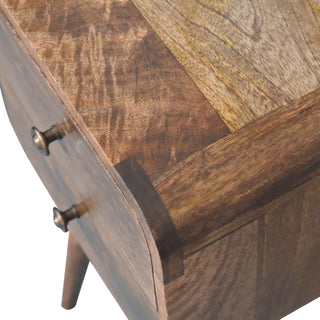 Sunvega Grey Washed Solid Mango Wood Nightstand with 2 Drawers and Nordic Legs