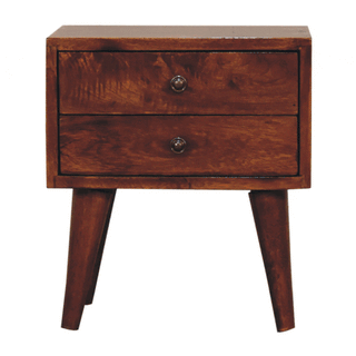 Sunvega Modern Bedside Table with 2 Drawers in Chestnut Dark Brown