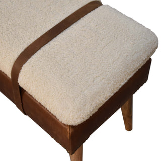 Sunvega Buffalo Hide Leather Bench with Clean Lines and Contemporary Aesthetic for Any Room