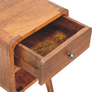 Sunvega Solid Wood Mini Chestnut Curve Lower Bedside with 1 Drawer and Open Slot