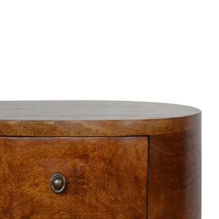 Sunvega Functional and Stylish Brown Chestnut Rounded Bedside Table with 2-Drawers