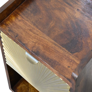 Sunvega Chestnut Finish Nordic Style Legs Brass Plated Drawer Nightstand